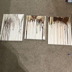 Set of 3 drip art painting